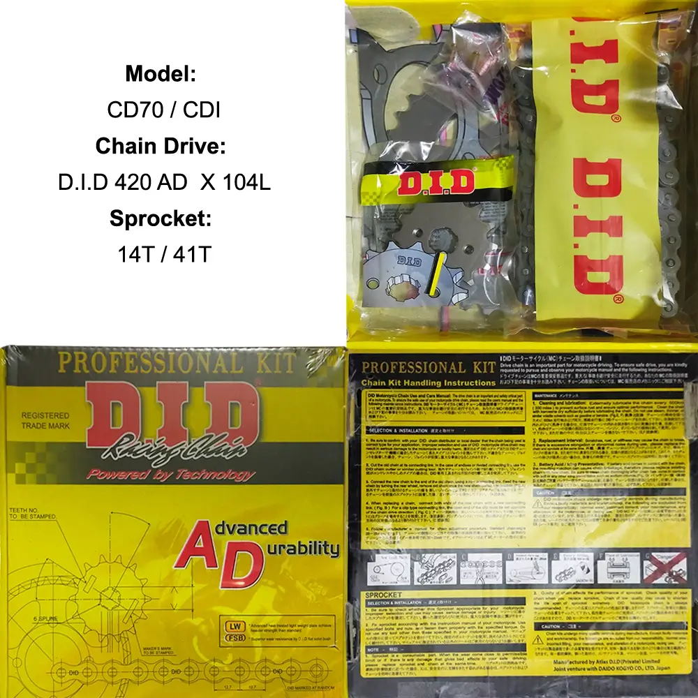 Chain sprocket kit price best sale cd 70